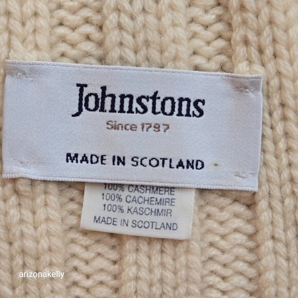 Johnstons Cashmere Scarf Ribbed Thick Ivory - Picture 2 of 13